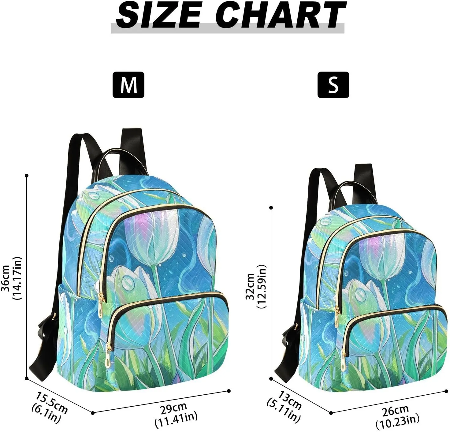 Mini Backpack Quilted Purse for Womens Small Backpack Daypack Tulips Pattern for Travel Daily Work,Multi7