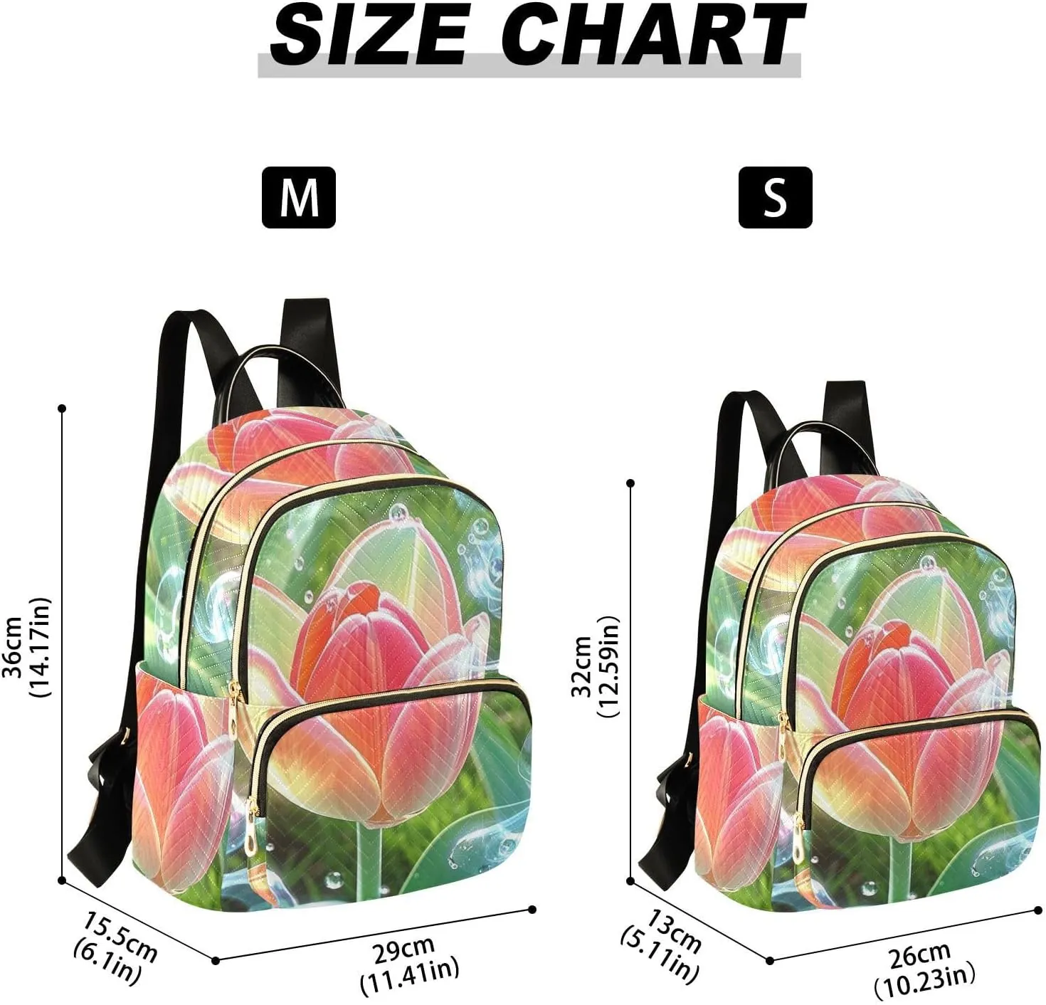 Mini Backpack Quilted Purse for Womens Small Backpack Daypack Tulips Print for Travel Daily Office,Multi11