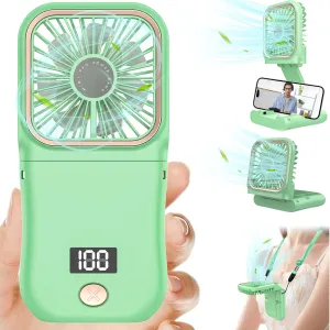 Mini Fan Handheld Foldable,USB Personal Fans Portable Rechargeable Battery 3 Speeds,Small Handheld Fans Cute Face Cooling Quiet Fan for Travel Camping Park