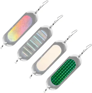 MiOYOOW 4PCS Fishing Flasher, 4.5in Reflective Bait Flashers, Sling Blade Dodger Lures for Trout, Salmon, Pike, Walleye, Bass