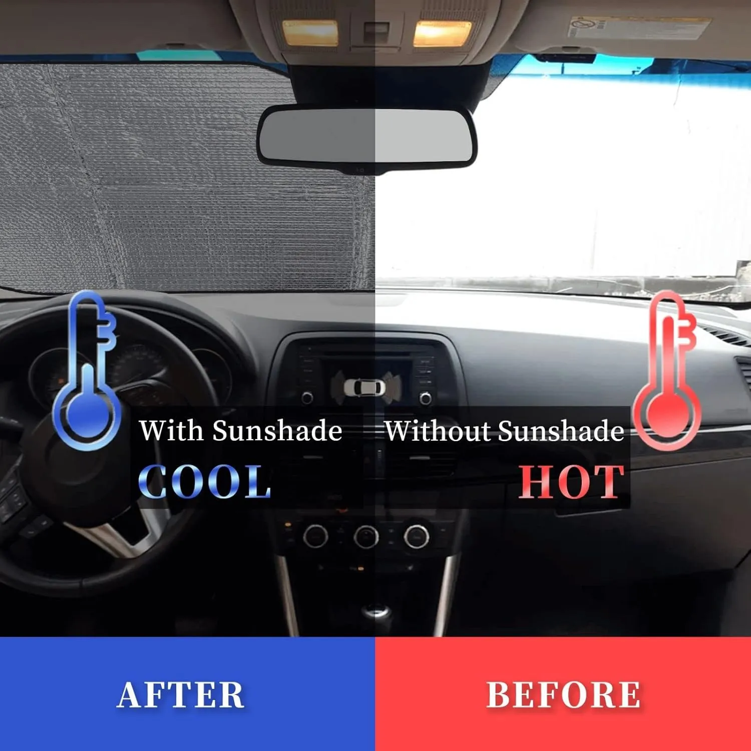 Mirror of Wonder Windshield Sunshade - Car Windshield Sun Shade Sun - Visor with Foldable Design Automotive Exterior Accessories