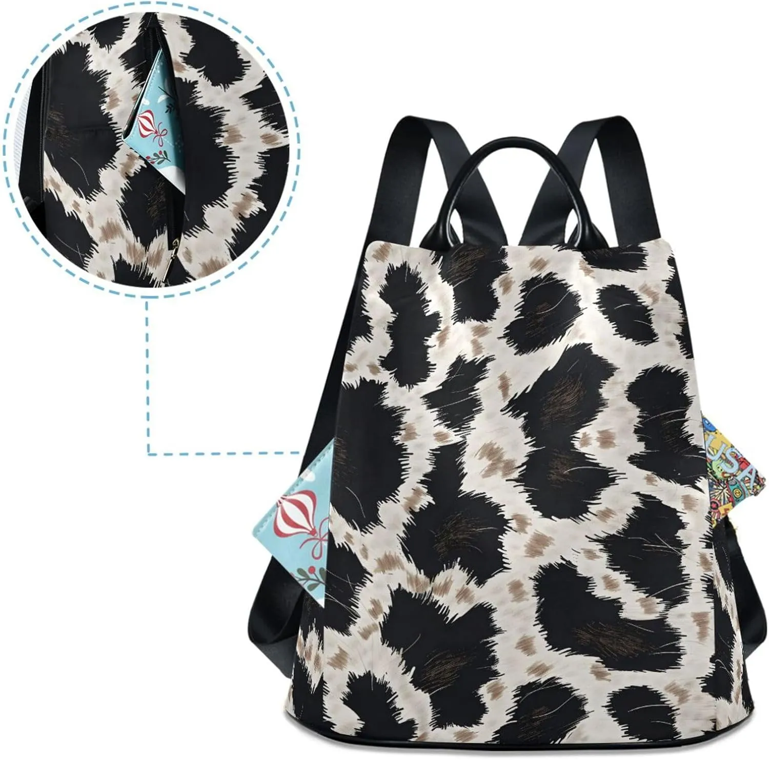 MNSRUU Women Backpack Purse Animal Skin Leopard Backpack for Women Anti-theft Shoulder Bag Carry On Backpack Lightweight Rucksack Fashion Travel Ladies Bags