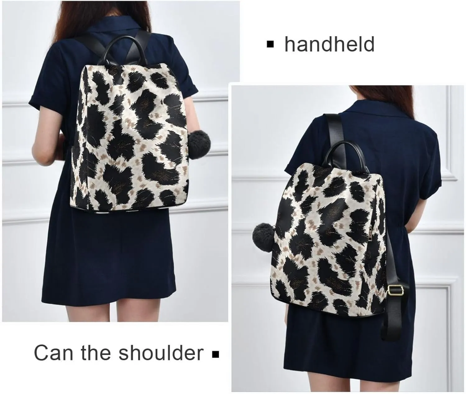 MNSRUU Women Backpack Purse Animal Skin Leopard Backpack for Women Anti-theft Shoulder Bag Carry On Backpack Lightweight Rucksack Fashion Travel Ladies Bags