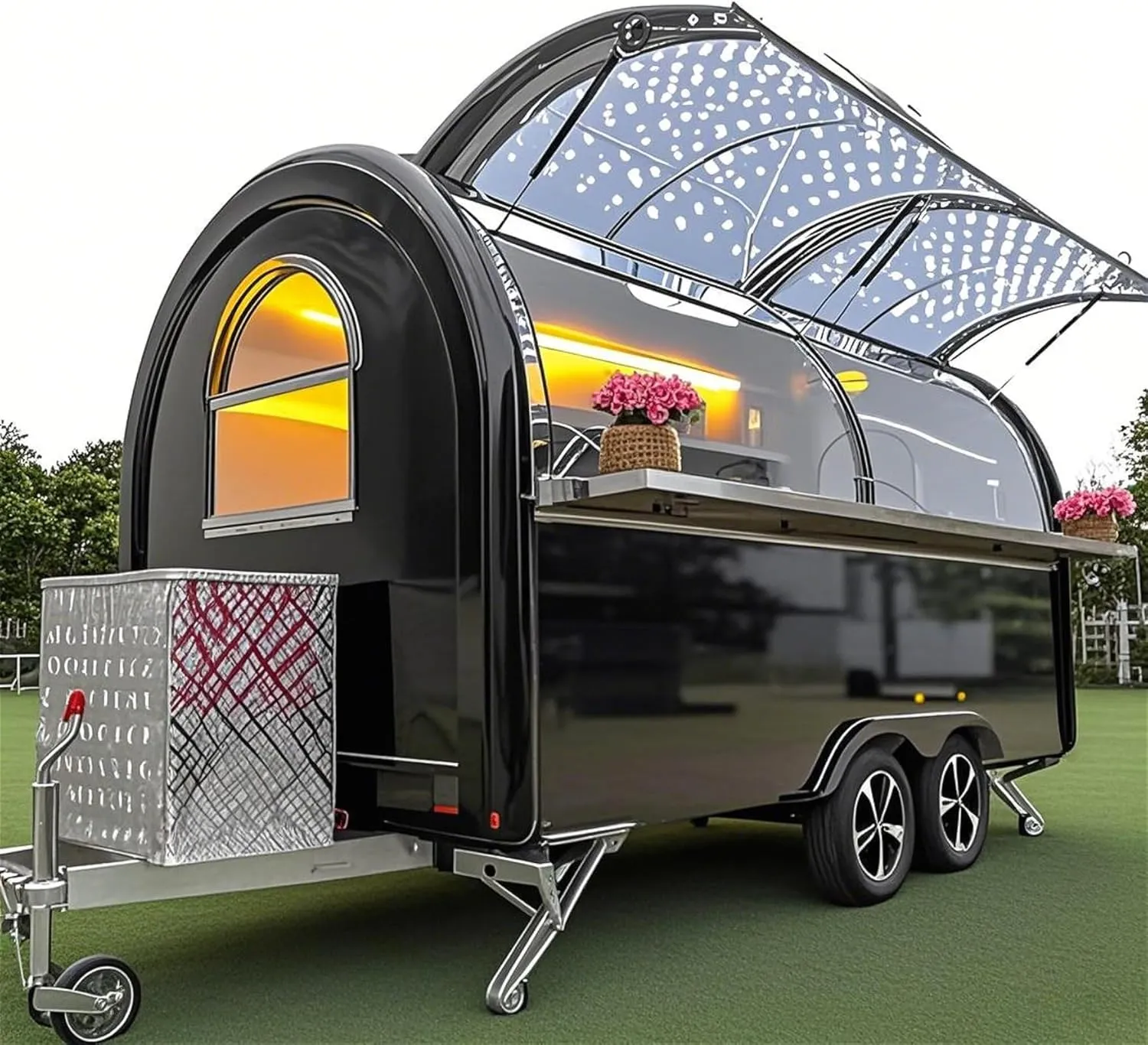 Mobile Concession Trailer with Kitchen Equipment – Portable Food & Drink Trailer with Custom Bar Window and Cooking Stations