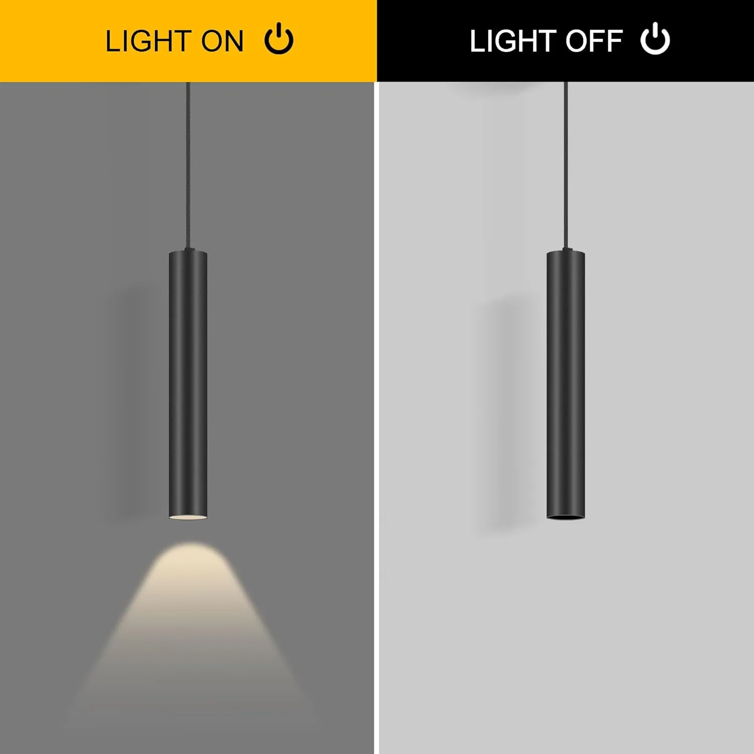 Modern Kitchen Island Black Pendant Light, 1 Light Pendant Line Adjustable Ceiling Pendant with GU10 LED Bulb for Living Room.(3Pack)