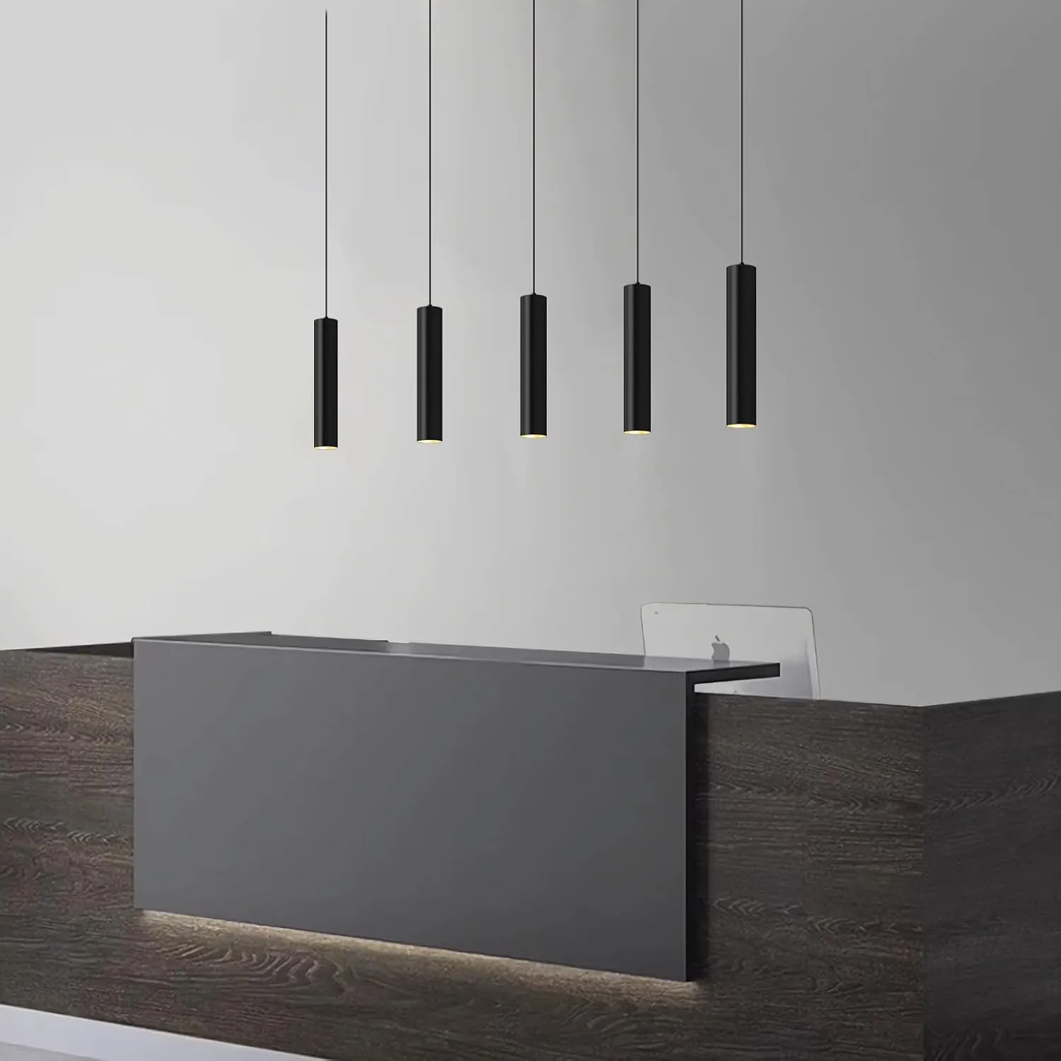 Modern Kitchen Island Black Pendant Light, 1 Light Pendant Line Adjustable Ceiling Pendant with GU10 LED Bulb for Living Room.(3Pack)