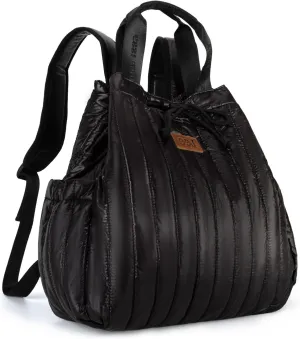 Montana West x Lee Puffer Backpack Purse for Women Quilted Travel Fashion Backpack Daypack Ladies Casual Drawstring Bag Black