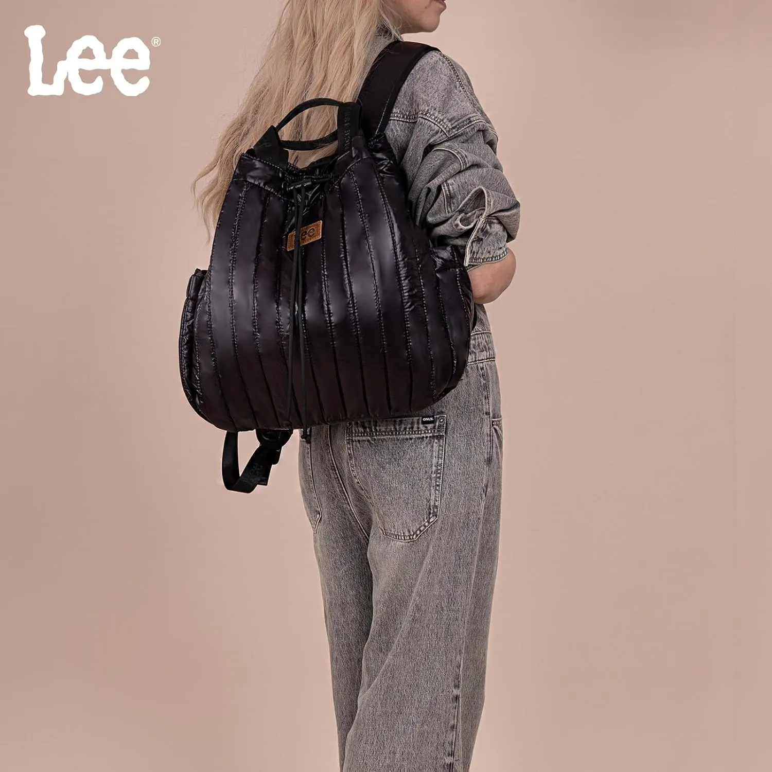 Montana West x Lee Puffer Backpack Purse for Women Quilted Travel Fashion Backpack Daypack Ladies Casual Drawstring Bag Black
