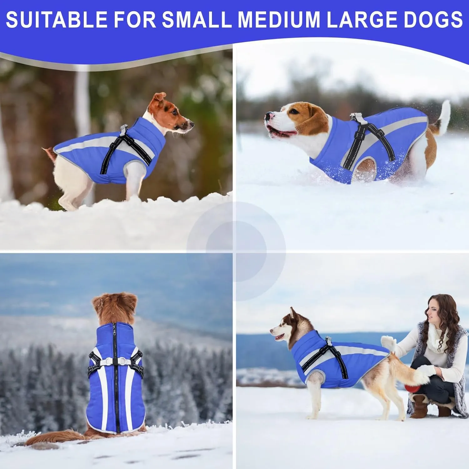 Mosucoirl Warm Dog Coats Vest, Waterproof Dogs Jacket Reflective Fleece Pet Winter Cold Weather Coat Dogs Clothes Cozy Snow Jackets Outfits for Small Medium Large Dogs Puppy