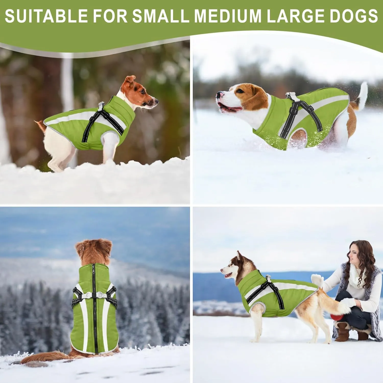 Mosucoirl Warm Dog Coats Vest, Waterproof Dogs Jacket Reflective Fleece Pet Winter Cold Weather Coat Dogs Clothes Cozy Snow Jackets Outfits for Small Medium Large Dogs Puppy
