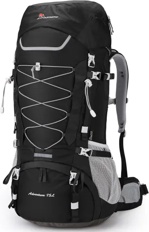 MOUNTAINTOP 75L Internal Frame Backpack with Rain Cover Backpacking Camping Hiking Backpack for Men Women