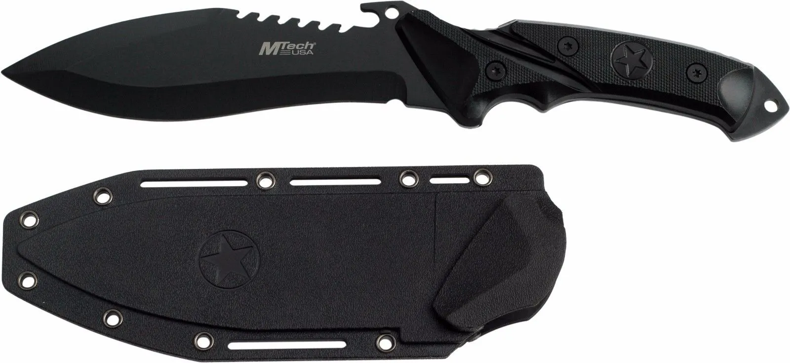 MTech USA MT2012 10" Fixed Blade Black Handle, Black Bowie Blade & Sheath!
