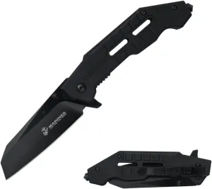 MTECH USA Pocket Folding Knife, 8.20" Overall Length, 3.25" Wharncliffe Blade, G10 Handle, Glass Breaker, Black, EDC