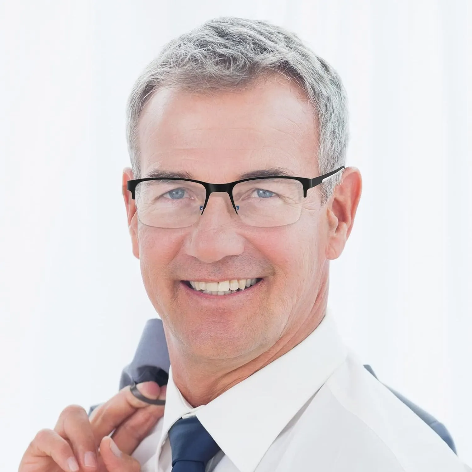 Multifocus Reading Glasses Men Bifocal No Line Progressive Multifocal Reader Blue Light Computer Frame Eyeglasses 2pk