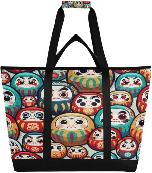 Multiple Daruma Reusable Insulated Lunchbox Cooler Bag, Leakproof Kitchen Grocery Bag Collapsible Portable Cooler Tote Bag for Picnic, Camping, Office, Travel