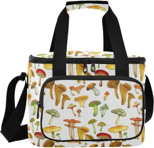 Mushroom White Insulated Cooler Bag for Women Men Leakproof 24 Can Camping Cooling Bags for Travel Outdoors Trip