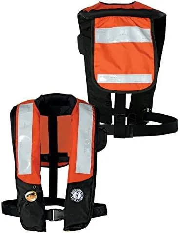 Mustang Deluxe Auto Inflatable PFD w/SOLAS Reflective Tape - Orange/Black