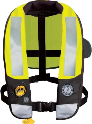 MUSTANG SURVIVAL - High Visibility HIT Inflatable PFD Hydrostatic (Fluorescent Green - One Size) - USCG Approved, 38lbs of Buoyancy, Bright Fluorescent Yellow-Green Inflation Cell