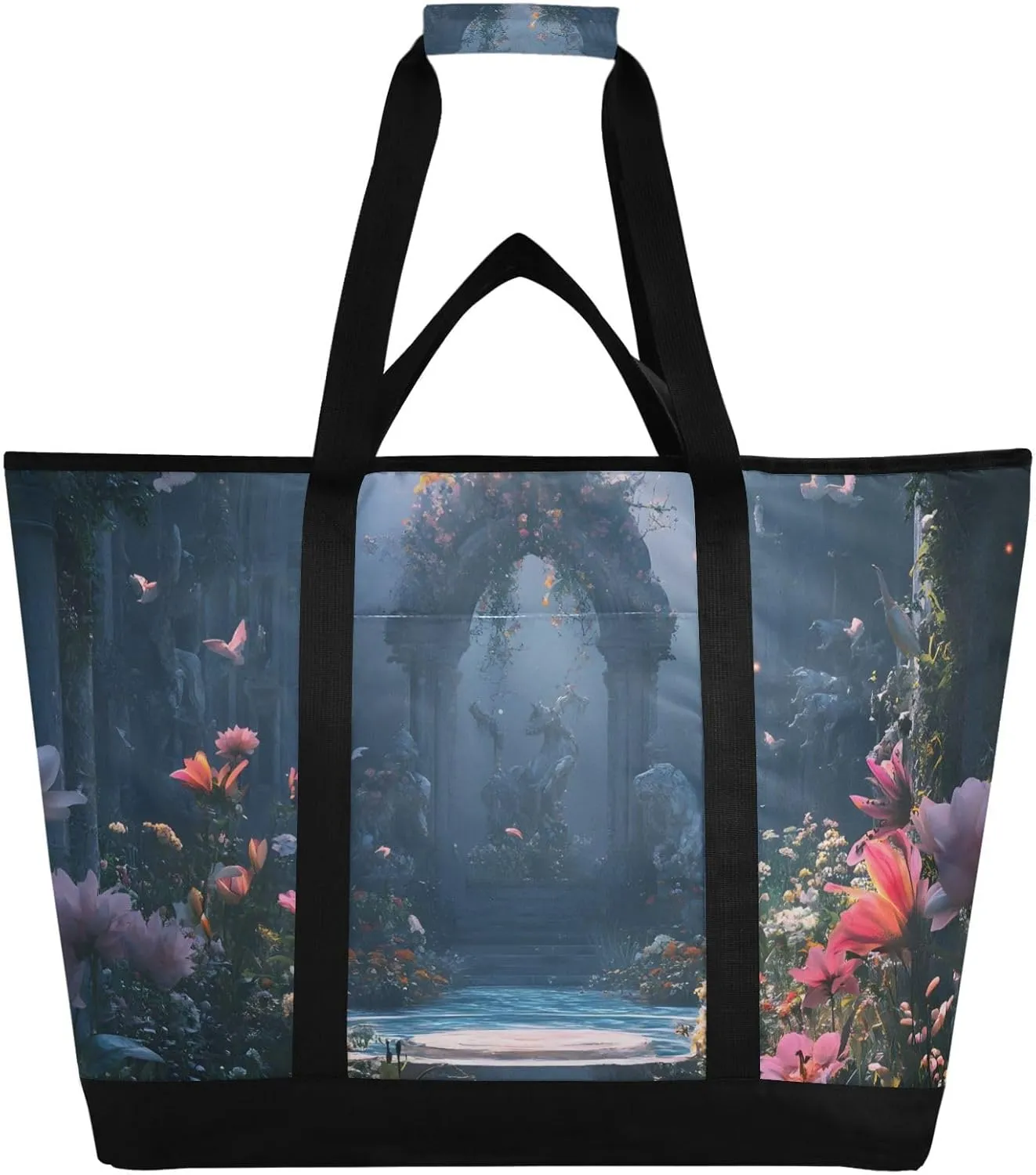 Mythical Beasts and Fantasy Birds Large Insulated Cooler Bag with PEVA Lining Insulation - Premium, Collapsible Cooler Makes a Perfect Insulated Grocery Bag, Food Delivery Bag, Travel Bag, Bea
