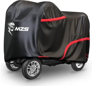 MZS Mobility Scooter Cover, Waterproof Outdoor Protection Electric Scooter Storage Cover Accessories fit up to 48 inch 3 or 4 Wheel Scooters - Vents Night Reflective Buckle Lock-Holes Bag