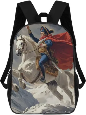 Napoleon Crossing The Alps Reproduction Laptop Backpack for Men Women 17 Inch Shoulder Bag Travel Daypack