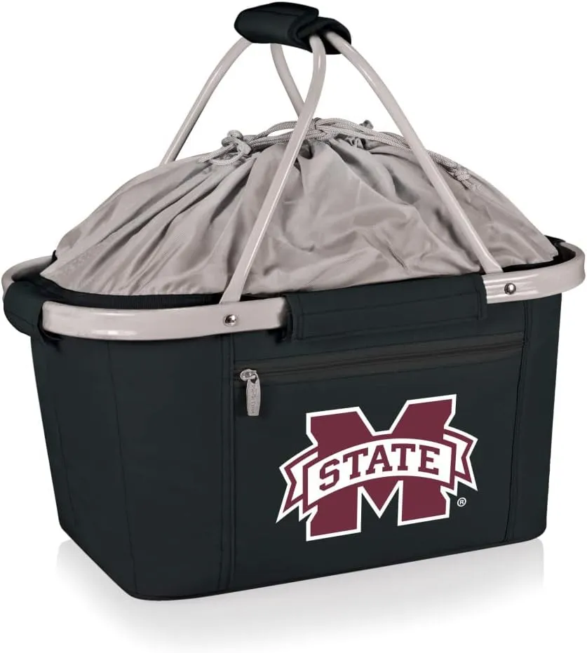 NCAA Mississippi State Bulldogs Metro Shopping Basket - Insulated Picnic Basket - Collapsible Market Basket - Utility Tote Cooler Bag