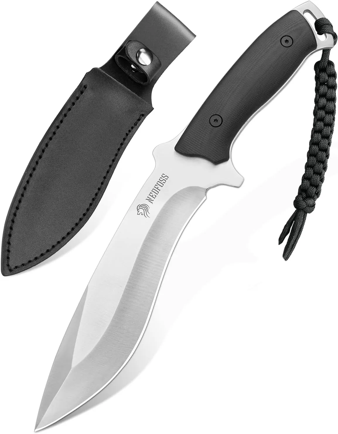 NedFoss Kukri Machete with Sheath, 6" AUS-8 Steel Blade, 0.23" Thickness, G10 Handle, 11.3'' Full Tang Survival Knife, Camping Gifts for Men Women