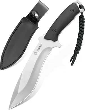 NedFoss Kukri Machete with Sheath, 6" AUS-8 Steel Blade, 0.23" Thickness, G10 Handle, 11.3'' Full Tang Survival Knife, Camping Gifts for Men Women