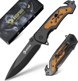 NedFoss Pocket Folding Knife NF18, 3 in 1 Pocket Knife for Men, Survival Knife with Liner-Lock Belt Clip, Seat Belt Cutter, Glass Breaker, Hunting knife for Camping Hiking
