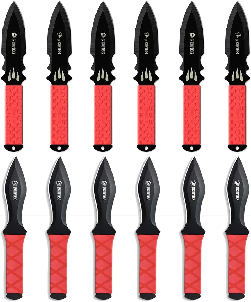 NedFoss Throwing Knives 12Pack, Ideal Companion for Throwing Axes and Tomahawks, One Piece Stainless Steel Throwing Knives Set with Sheath, Cool Knives Axe Throwing Game for Adults