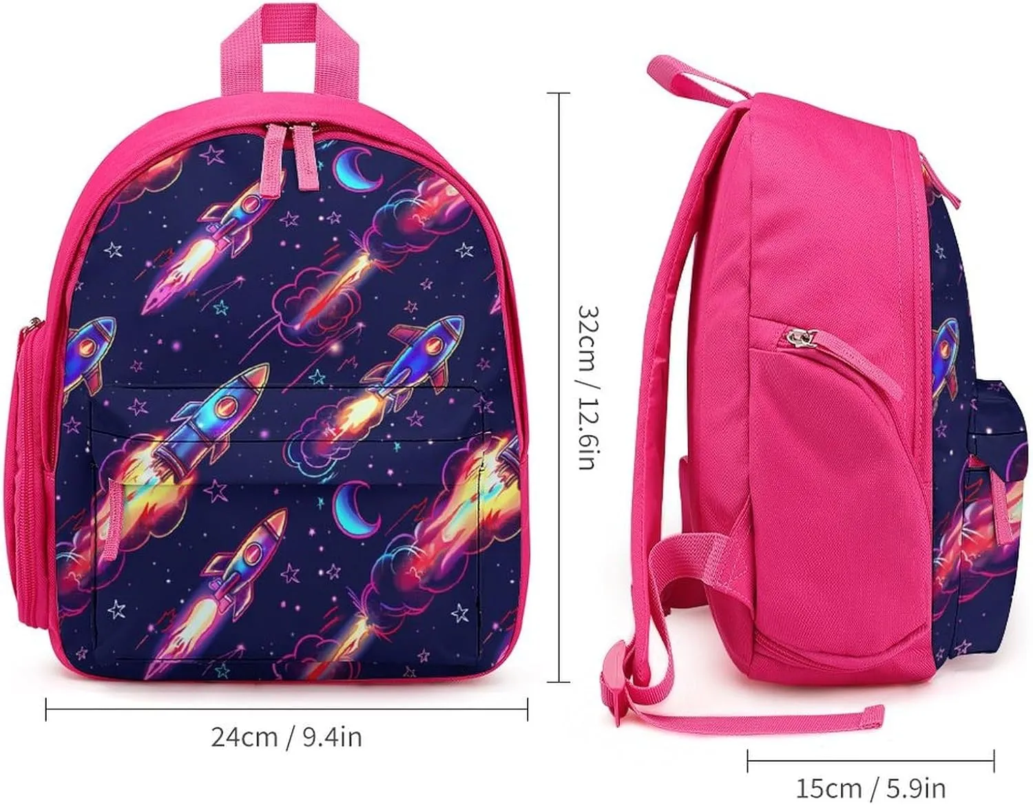 Neon Rocket Launch Backpack Lightweight Laptop Backpack Travel Daypack Business Work Bag for Men Women Pink-Color