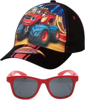 Nickelodeon Boys' Blaze and The Monster Machines Hat -Adjustable Cotton Baseball Cap (Toddler) With Sunglasses