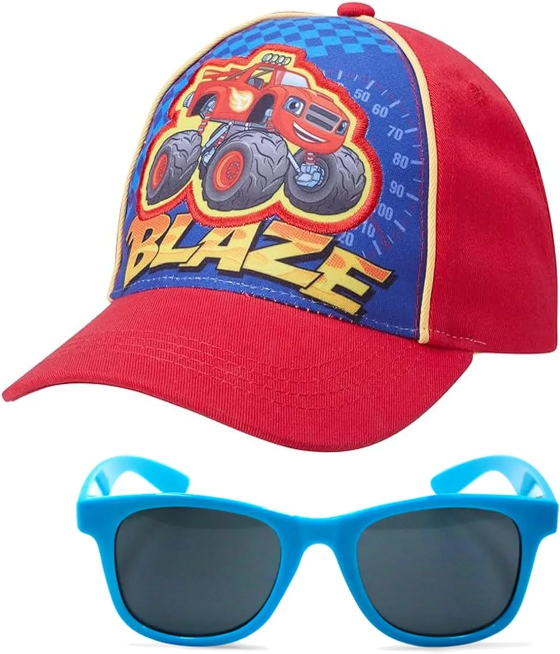 Nickelodeon Boys' Blaze and The Monster Machines Hat -Adjustable Cotton Baseball Cap (Toddler) With Sunglasses