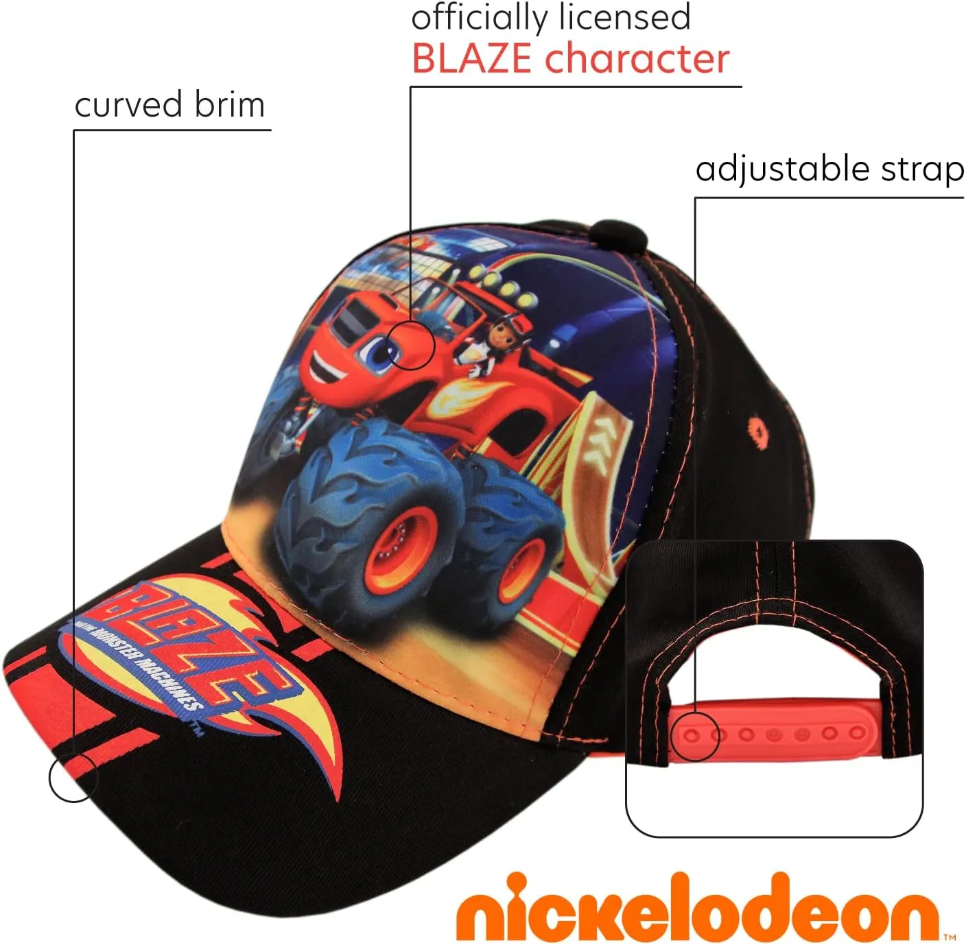 Nickelodeon Boys' Blaze and The Monster Machines Hat -Adjustable Cotton Baseball Cap (Toddler) With Sunglasses