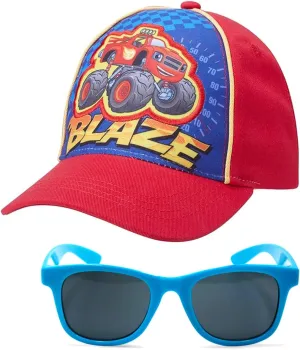 Nickelodeon Boys' Blaze and The Monster Machines Hat -Adjustable Cotton Baseball Cap (Toddler) With Sunglasses