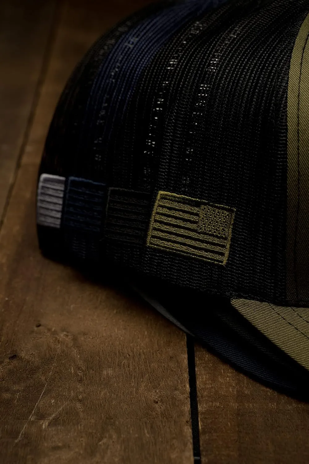 Nine Line Snapback Dropline Hat - Adjustable Baseball Cap with Mesh - Embroidered American Flag and NL Dropline