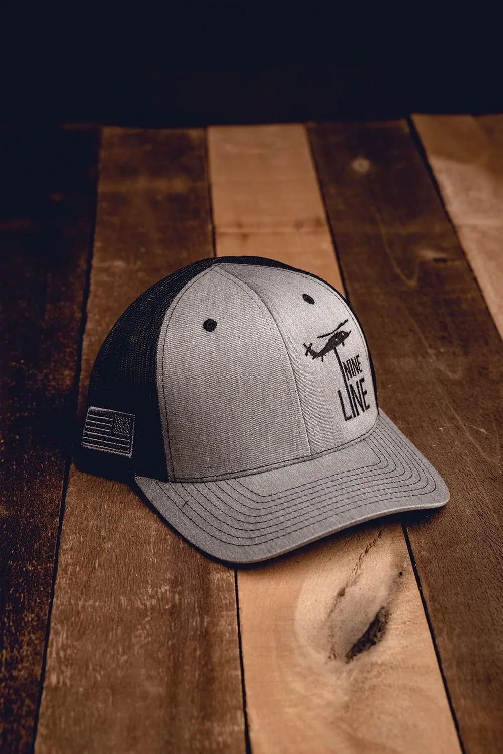 Nine Line Snapback Dropline Hat - Adjustable Baseball Cap with Mesh - Embroidered American Flag and NL Dropline