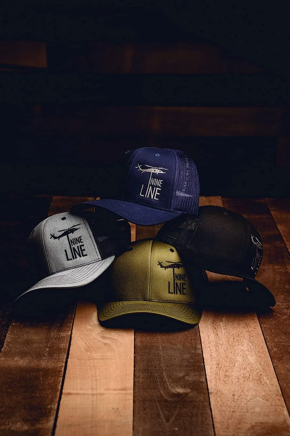 Nine Line Snapback Dropline Hat - Adjustable Baseball Cap with Mesh - Embroidered American Flag and NL Dropline