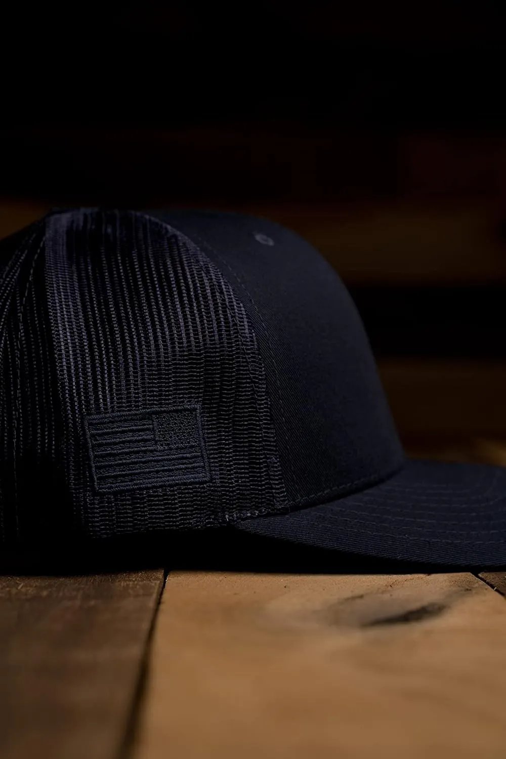 Nine Line Snapback Dropline Hat - Adjustable Baseball Cap with Mesh - Embroidered American Flag and NL Dropline
