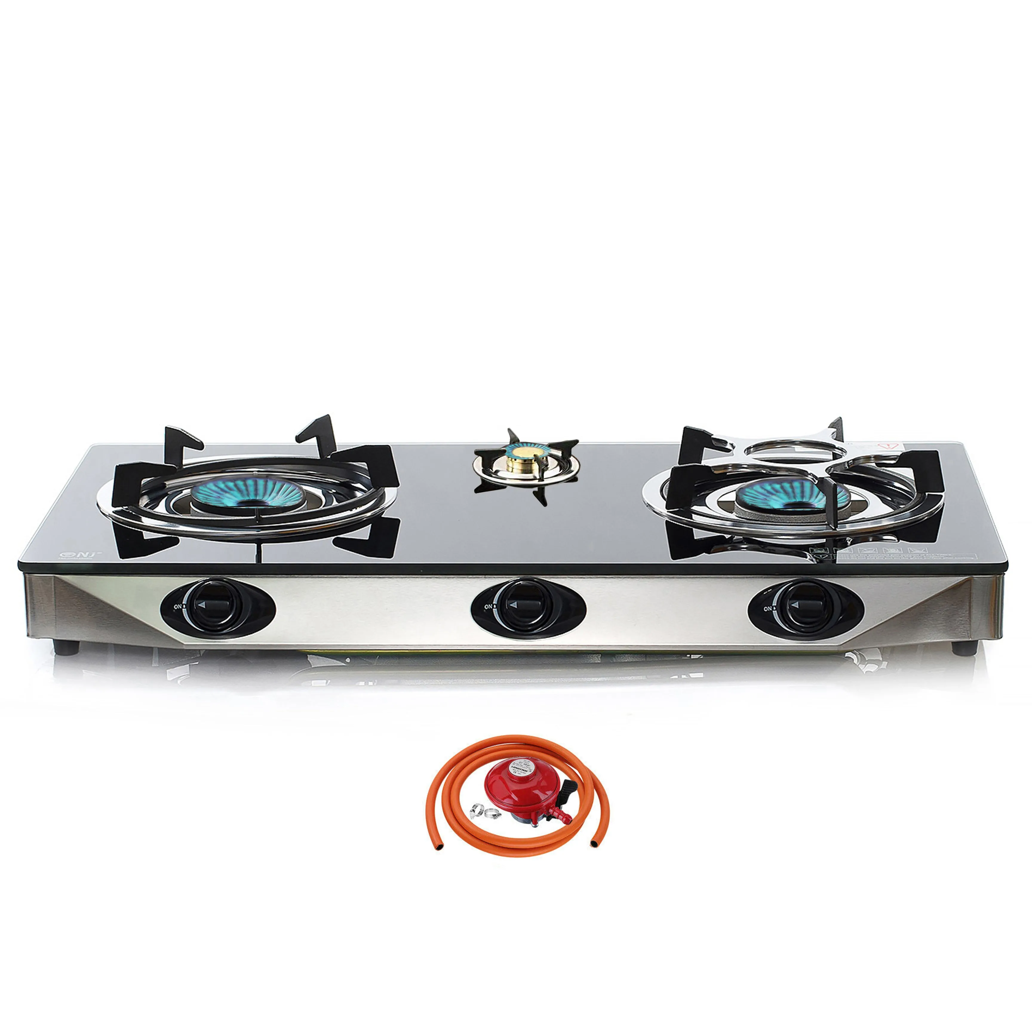 NJ NGB-S3 Black Glass 3 Burners Gas Stove