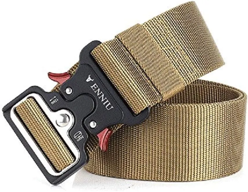 Nylon Tactical Web Belt, W/1.5”-2” Military Army Style Combat Riggers Belt with Quick-Release Metal Buckle