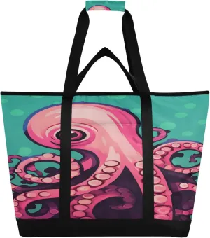 Octopus Reusable Insulated Cooler Bag with Ice Pack Compartment - Large 47L Waterproof Thermal Grocery Tote for Picnic Beach Camping Lunch Storage