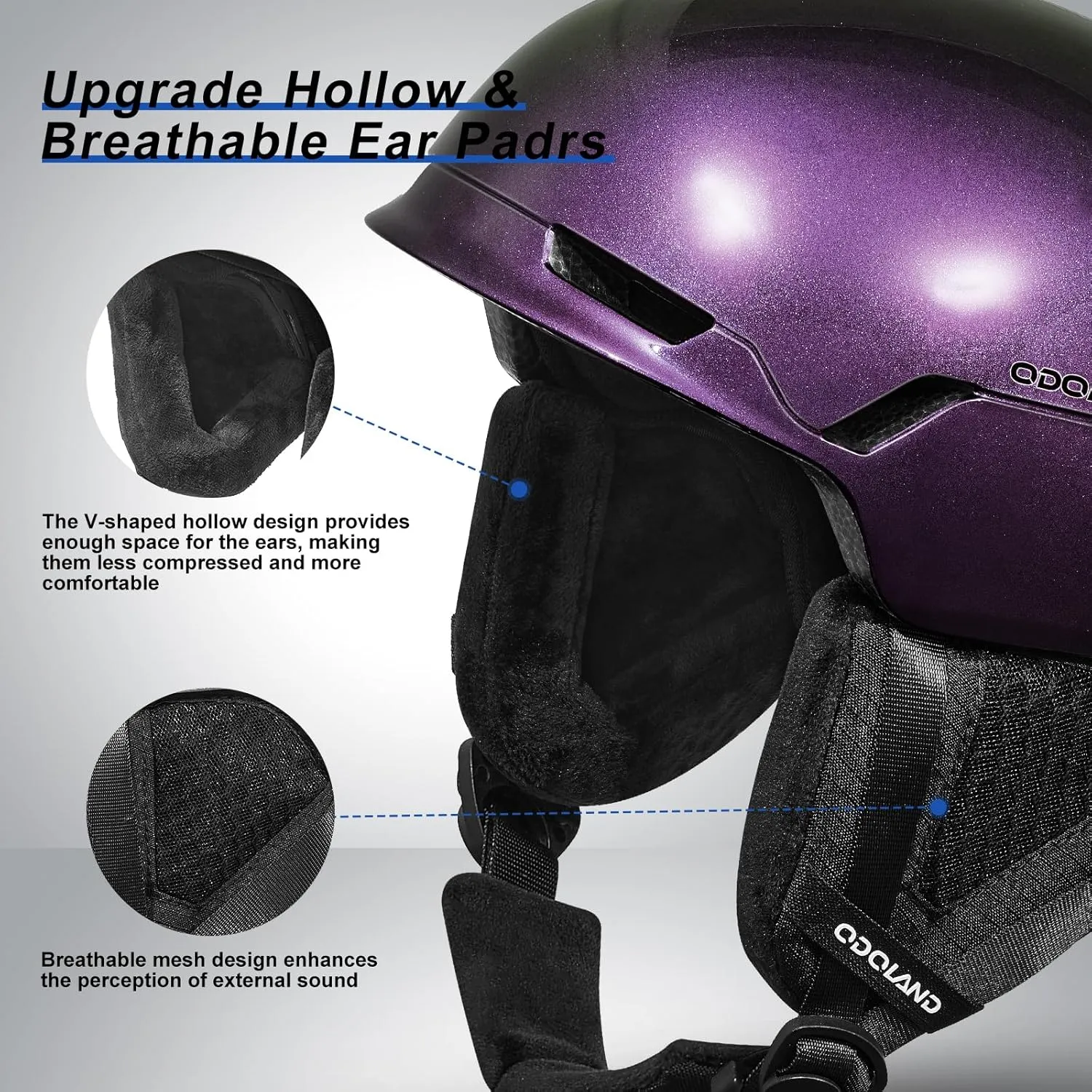 Odoland Snow Helmet, Adjustable Size Ventilation System, PC Shell Protective EPS Foam Fashion Style Helmet for Men Women Youth, Goggles Compatible