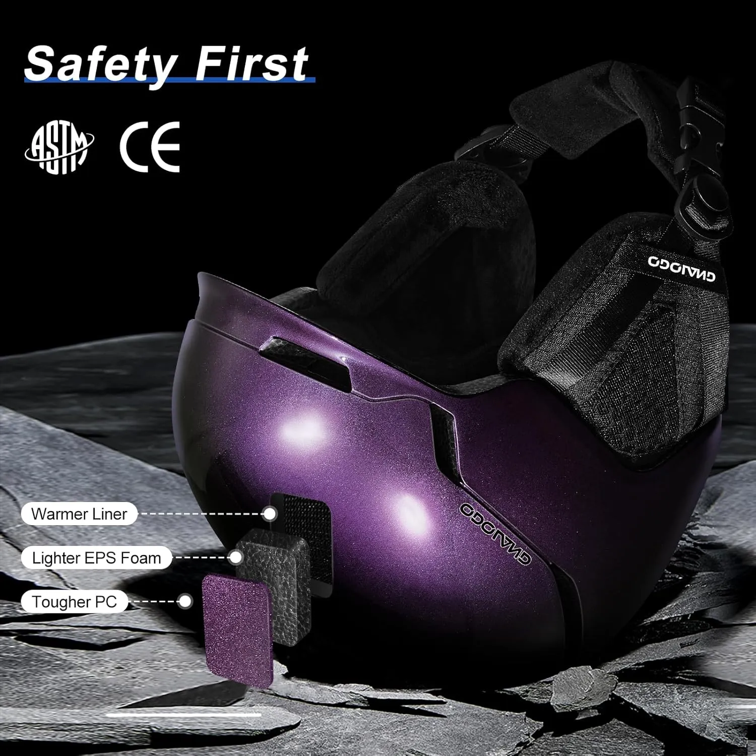 Odoland Snow Helmet, Adjustable Size Ventilation System, PC Shell Protective EPS Foam Fashion Style Helmet for Men Women Youth, Goggles Compatible