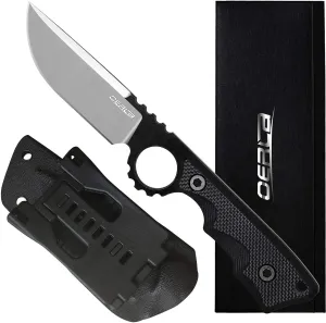 OERLA TAC OLK-032EK Outdoor Knife Fixed Blade Camping Hunting Survival Field Knife 420HC Full Tang Steel Blade with Kydex Sheath and EDC Tactical Belt Clip