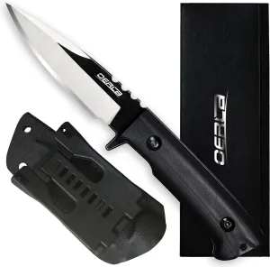 OERLA TAC OLK-035PK Outdoor Knife Fixed Blade Camping Hunting Survival Field Knife 420HC Full Tang Steel Blade with Kydex Sheath and EDC Tactical Belt Clip