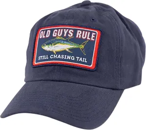 OLD GUYS RULE Men's Baseball Cap, Still Chasing Tail - Gift for Dad, Grandpa, Husband, Father's Day, Birthday, Holiday - Funny Novelty Hat for Fishermen, Outdoorsmen, Fishing Season, Summer (Navy)