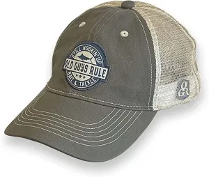 Old Guys Rule Men's Trucker Hat, Hookin Up - Gift for Dad, Grandpa, Husband, Father's Day, Birthday, Holiday - Funny Novelty Hat for Fishing, Camping, Outdoors, Adventure, Vacation (Grey Mist & Ivory)