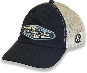 OLD GUYS RULE Men's Trucker Hat, Local Legend - Gift for Dad, Grandpa, Husband, Father's Day, Birthday, Holiday - Funny Novelty Hat for Legendary Man, Hometown Hero, Classic OGR (Navy & Ivory)