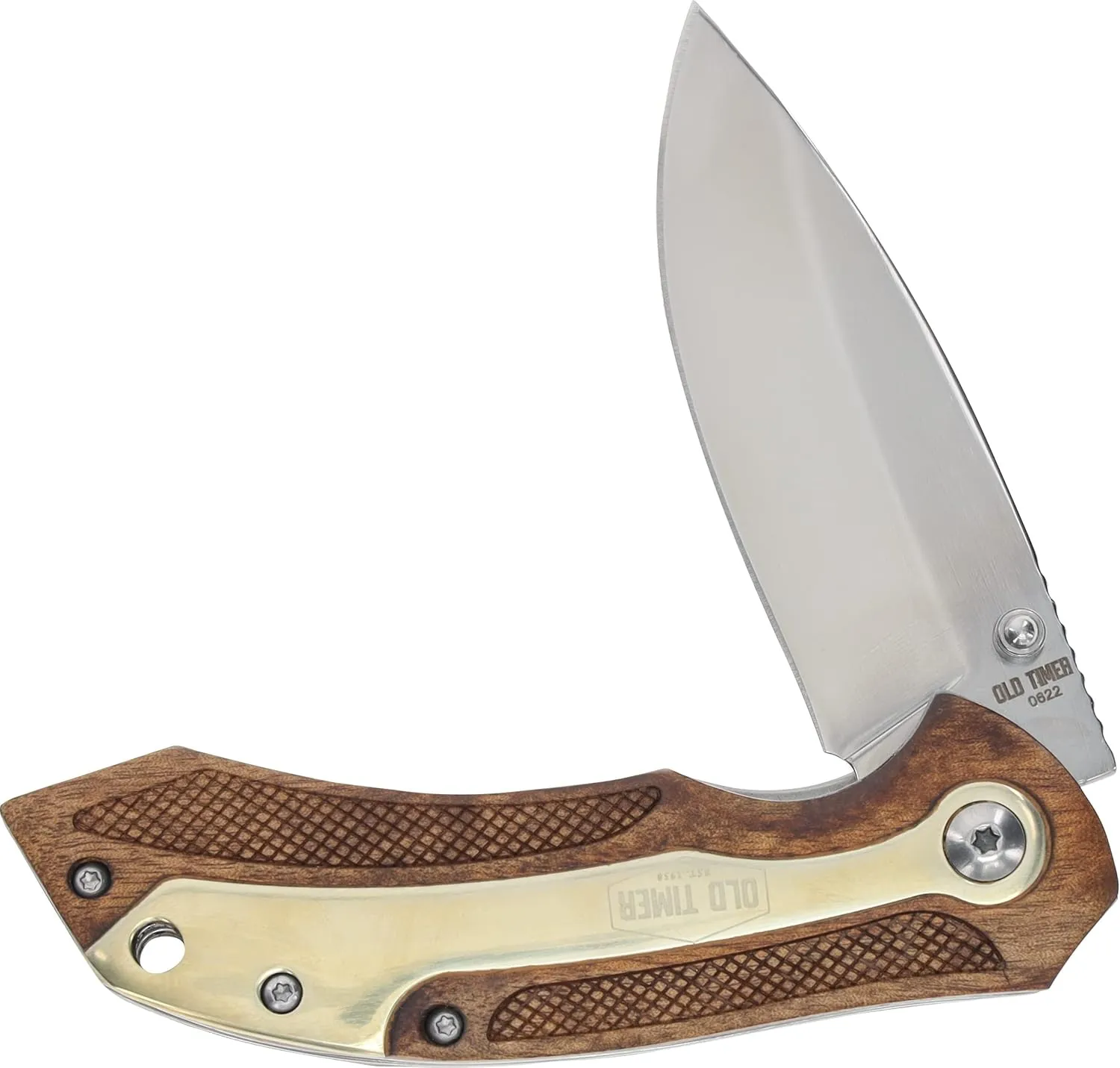 Old Timer 901OT 7.32in High Carbon S.S. Assisted Opening Knife with 2.9in Drop Point Blade and Ironwood Handle for Outdoor, Hunting, Camping and EDC